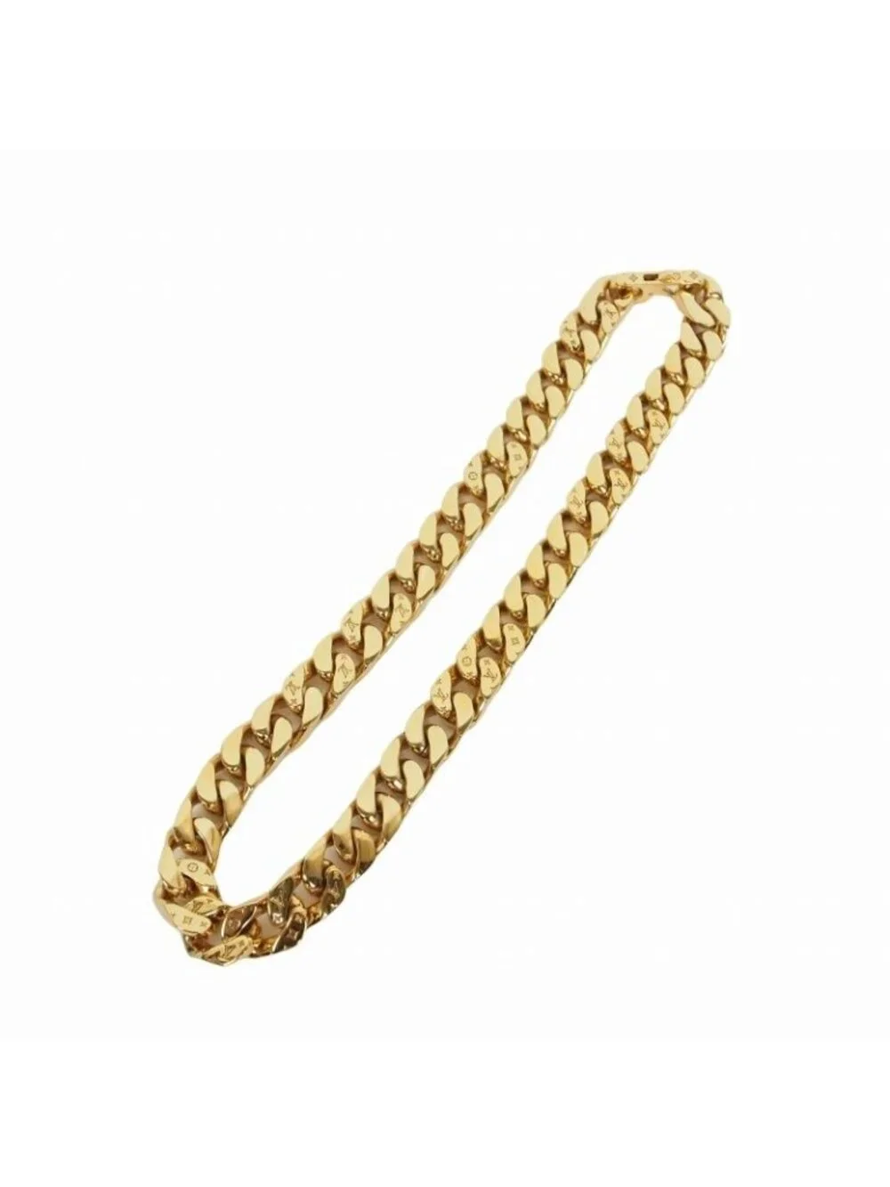 Louis Vuitton Collier Chain Links Necklace Monogram Pattern Gold